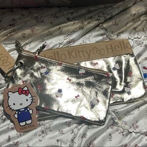 Sanrio Hello Kitty Silver Clutch and Wristlet Set